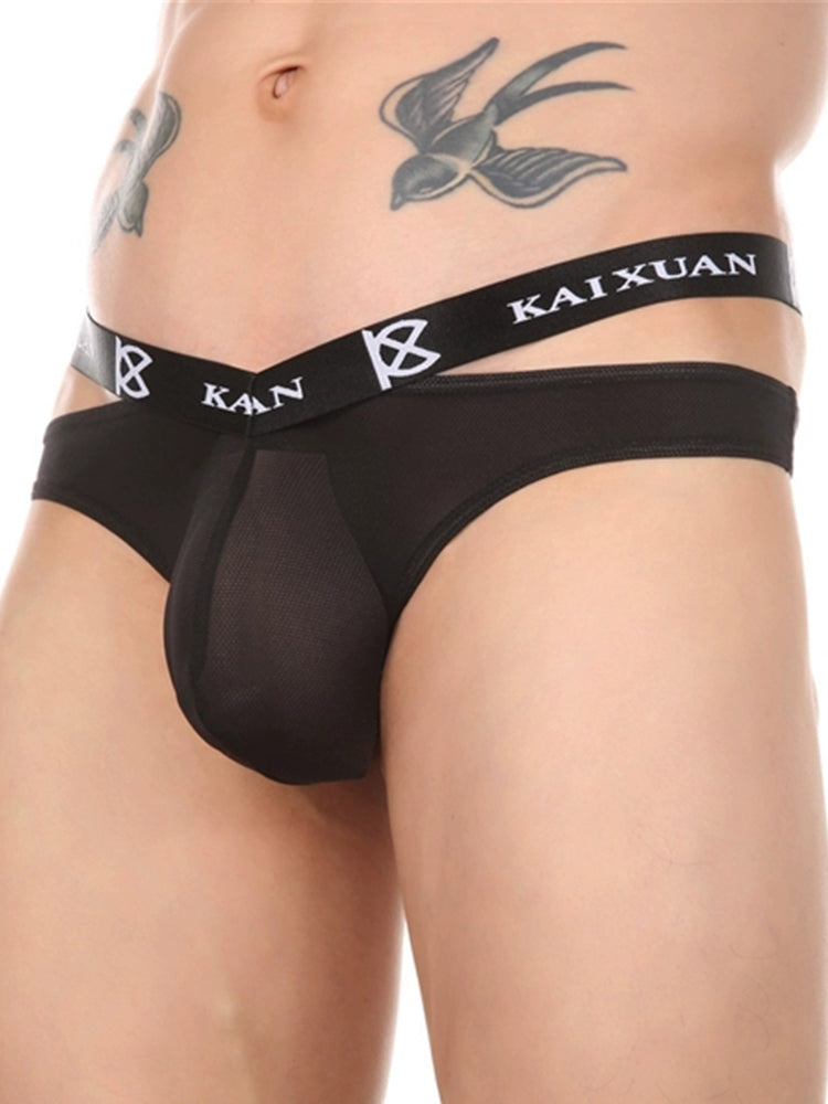 3 Pack Men's Sexy Ice Silk Mesh Breathable Erotic Thong & Strings