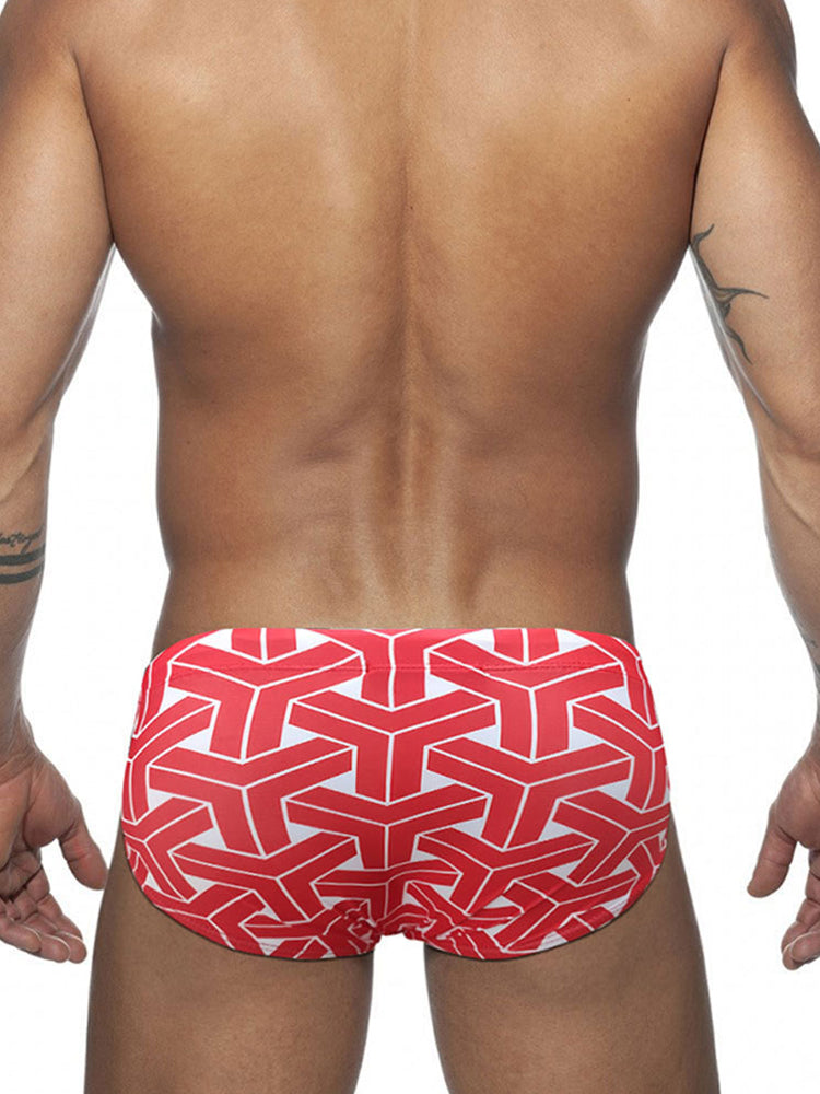 Men's 3D Pouch Printed Fitness Swim Brief