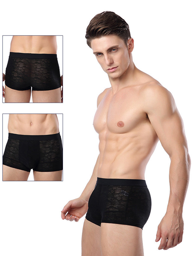 2-pack Men's Ice Silk Breathable Printed Hollow Boxer Briefs