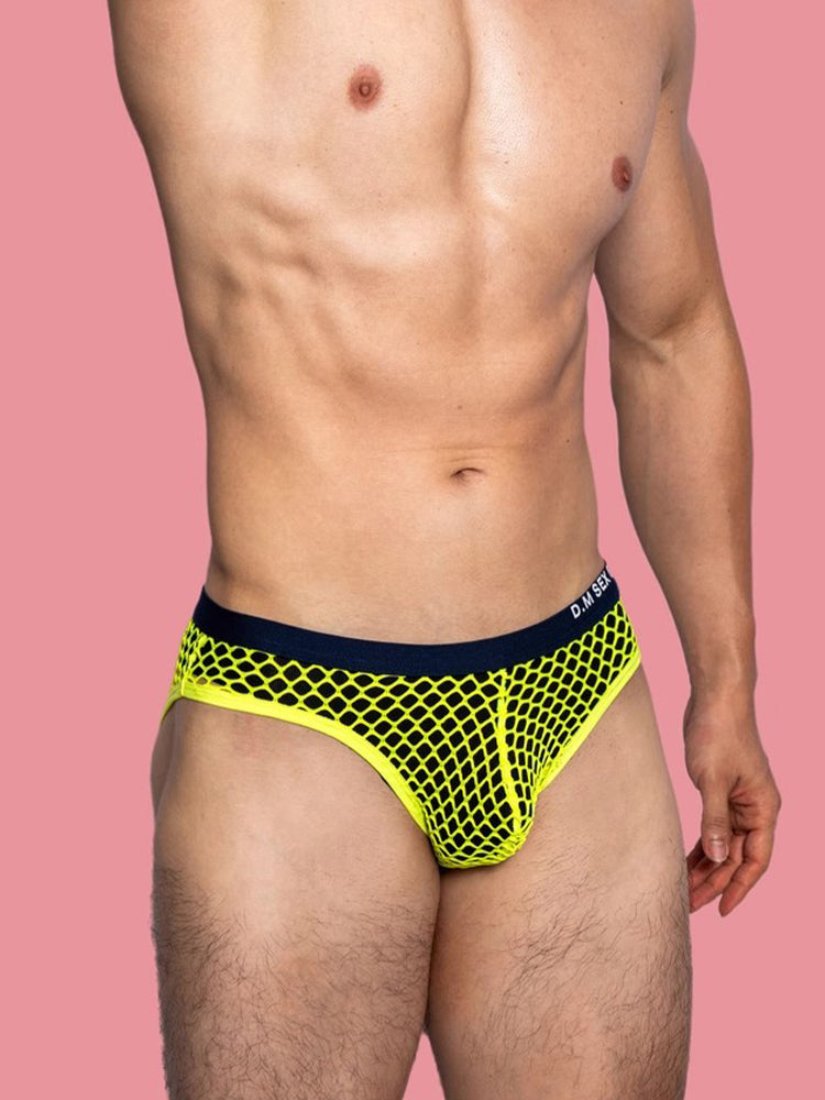 メンズ ローウエスト セクシー ビッグメッシュ 通気性 透明 スポーツブリーフ 3枚組