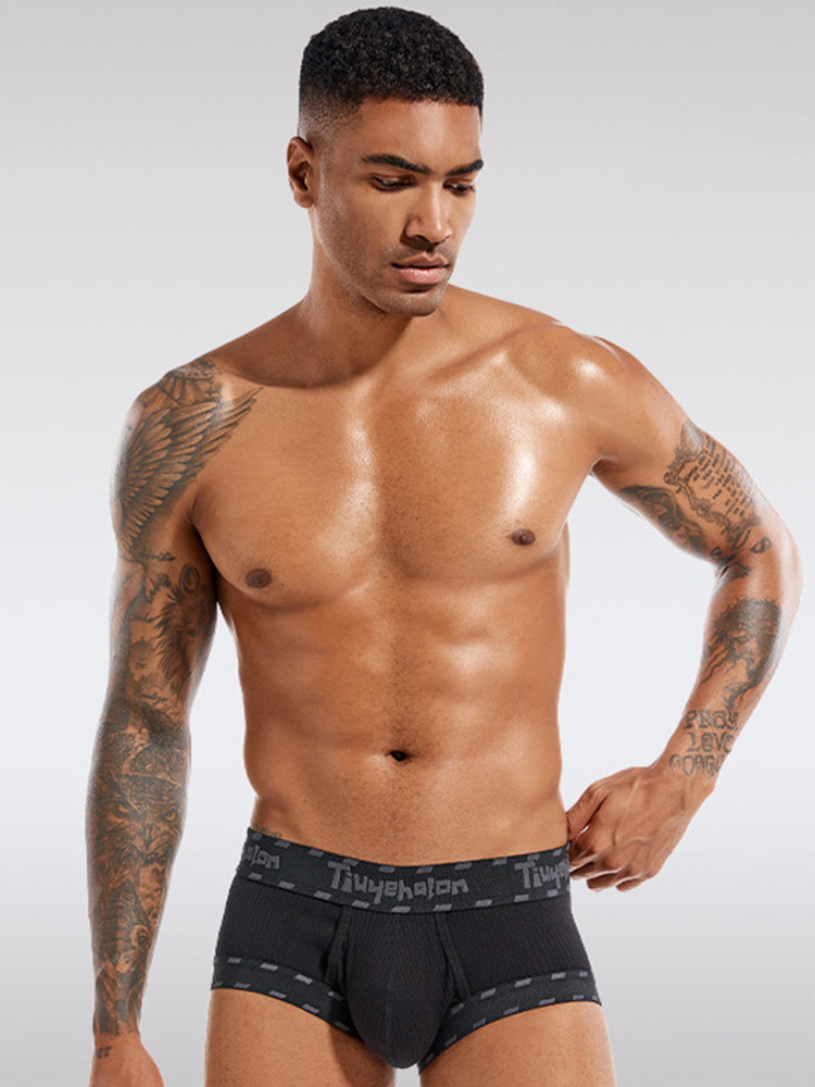 Men's Threaded Fabric Pouch Trunks With Fly