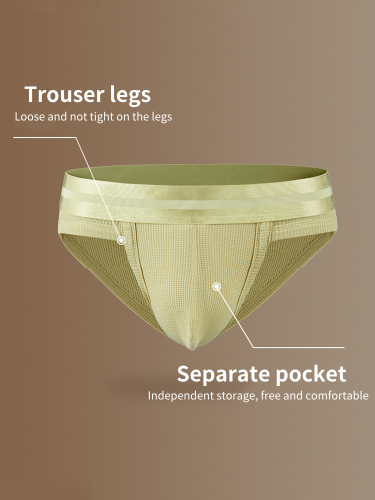 独立した内ポケット付きメンズワッフルコットンスプリットブリーフ2枚組