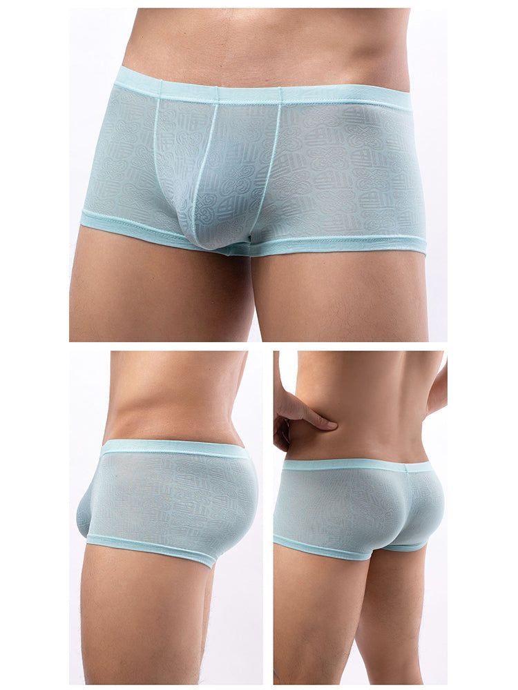 4 Pack Men's Sexy Breathable Jacquard Trunks