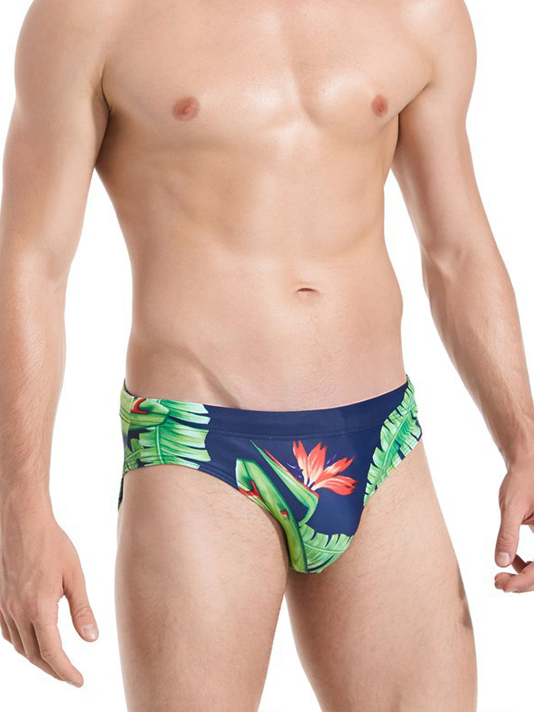 Men's Floral Print Swim Briefs With Removable Pad