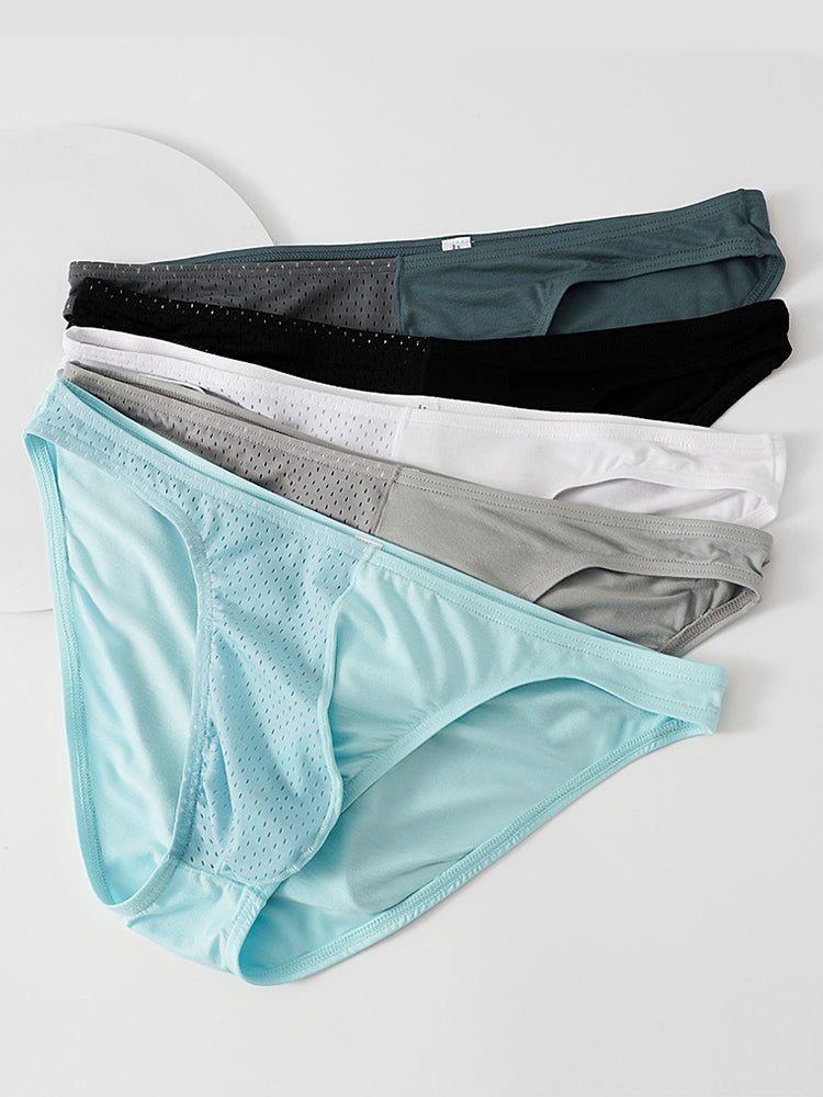 3 Pack Men's Mesh Sexy Low Waist Big Pouch Briefs