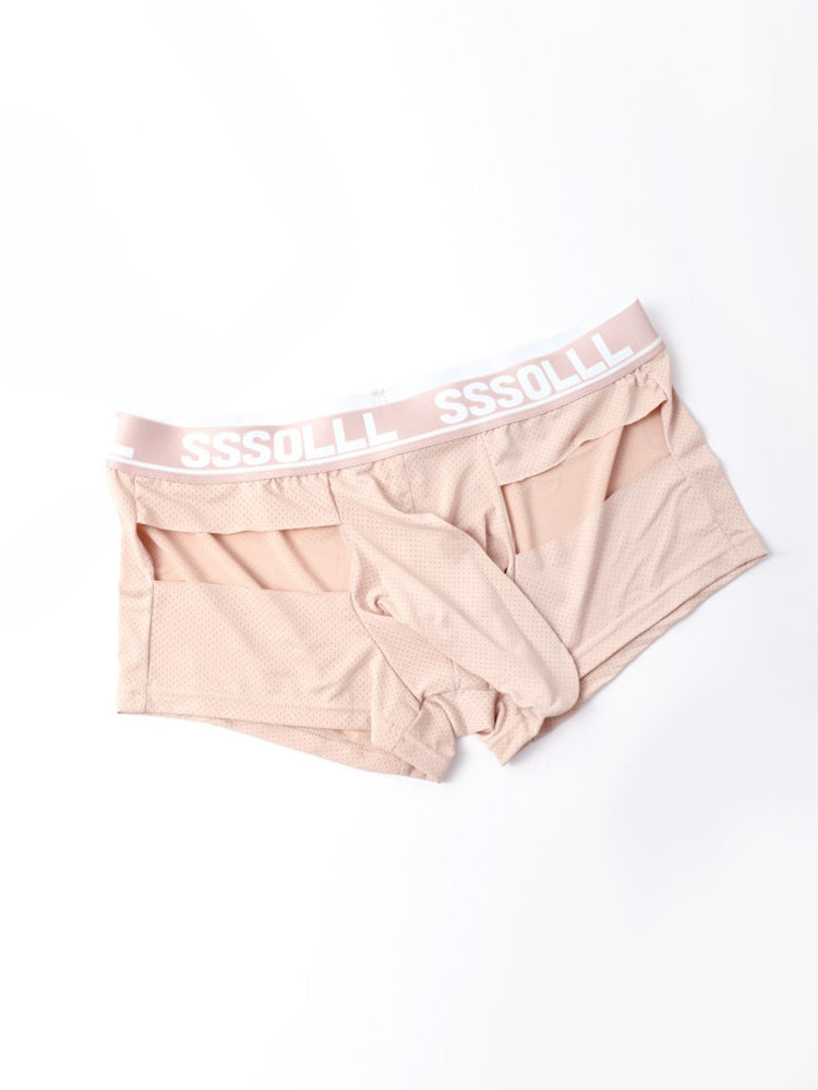 3 Pack Men's Mid-Rise Ice Silk Hollow-Out Trunks