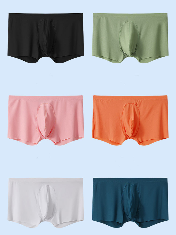 3 Pack Men's Ice Silk Mesh Large Pouch Solid Color Sexy Trunks