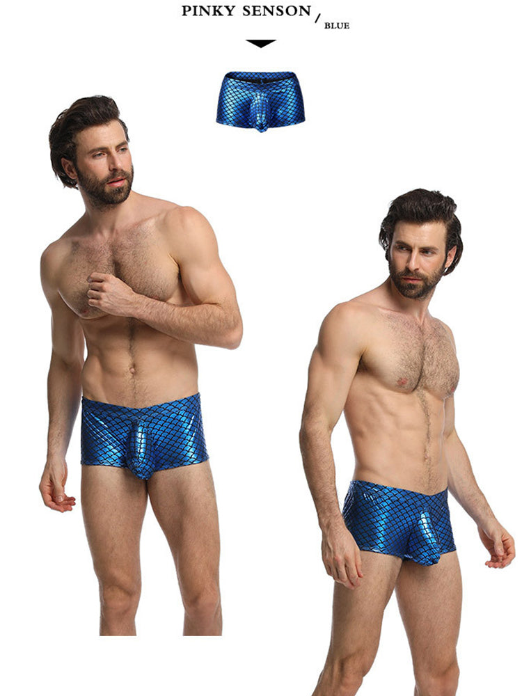 2-pack Men's Fish Scale Sexy Big Pouch Boxer Briefs