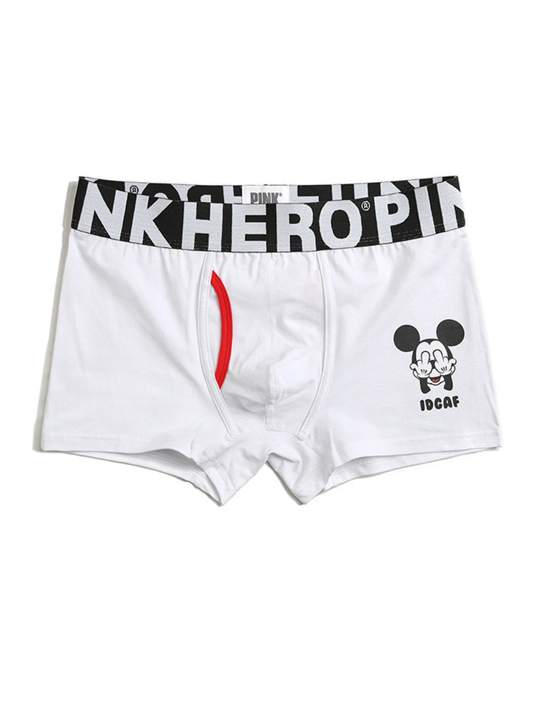 Cartoon Print Soft Cotton Trunks with Fly