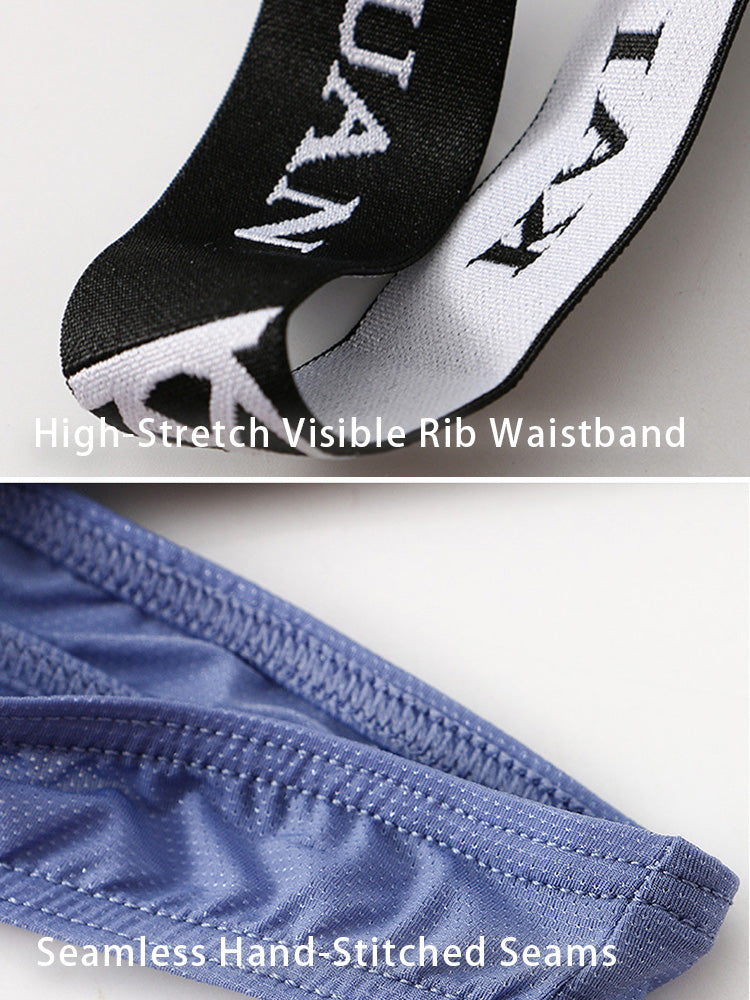 3 Pack Men's Sexy Ice Silk Mesh Breathable Erotic Briefs