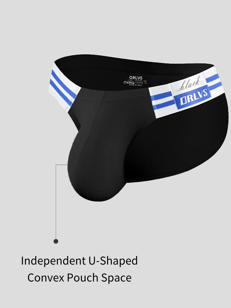 2-pack Men's High-cut Cotton Navy Striped Stretch Briefs