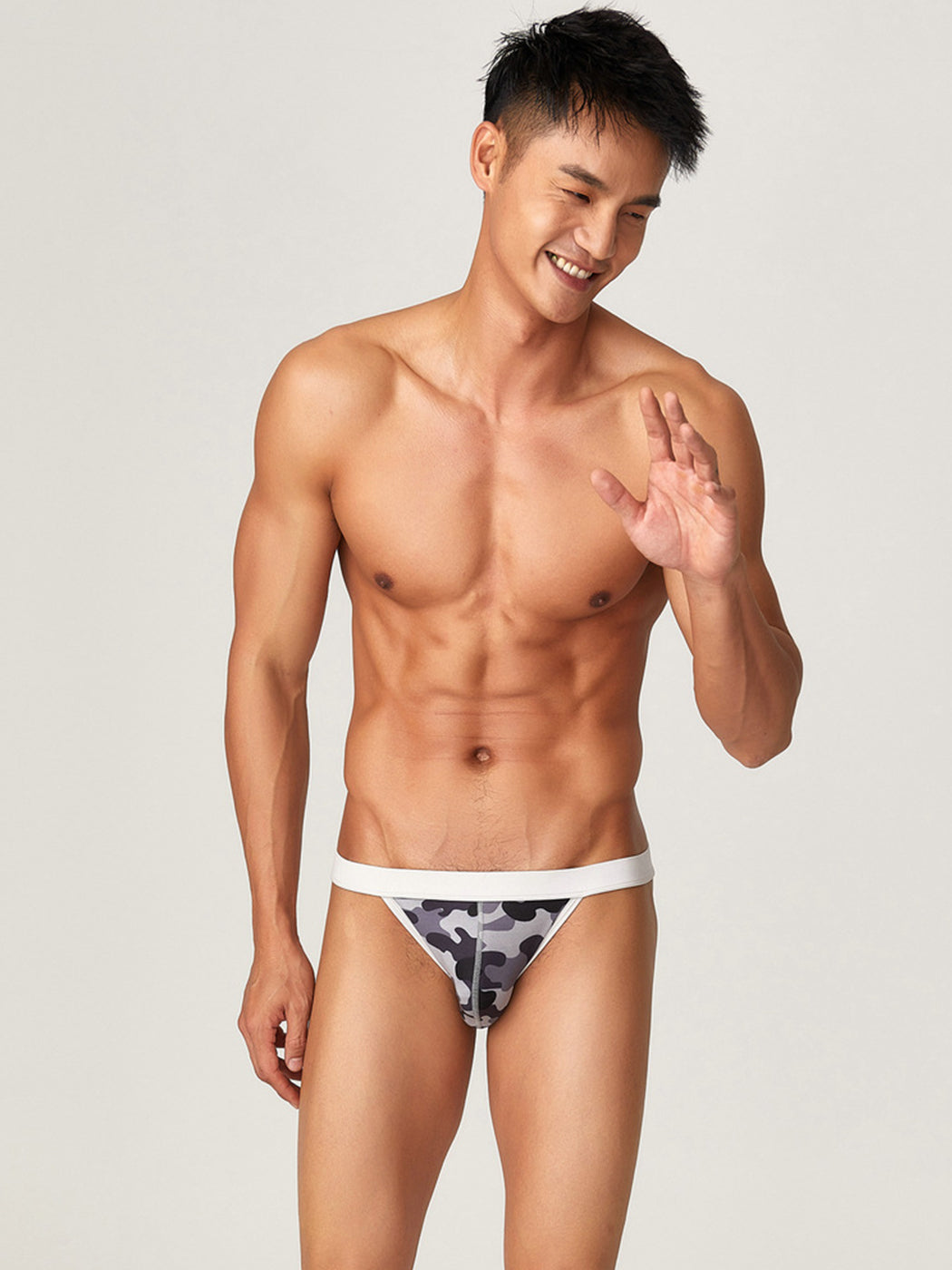 Men's Sexy Large Pouch Camo Print Bikini