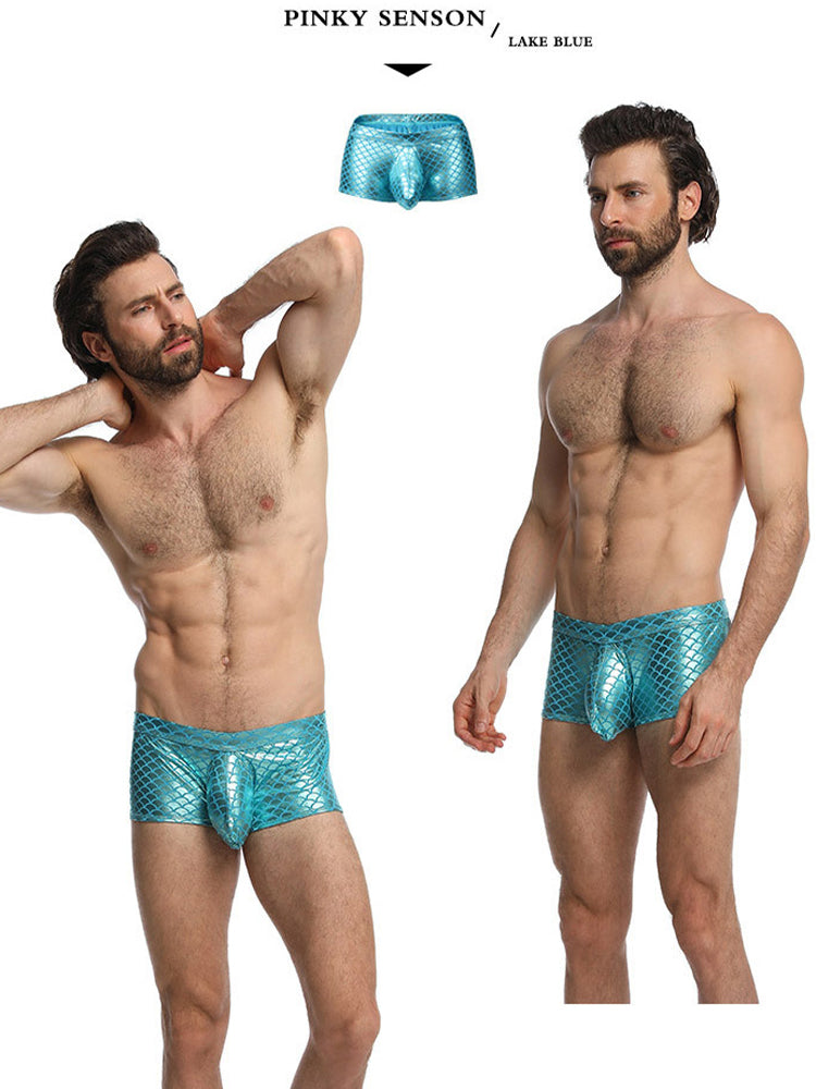 2-pack Men's Fish Scale Sexy Big Pouch Boxer Briefs