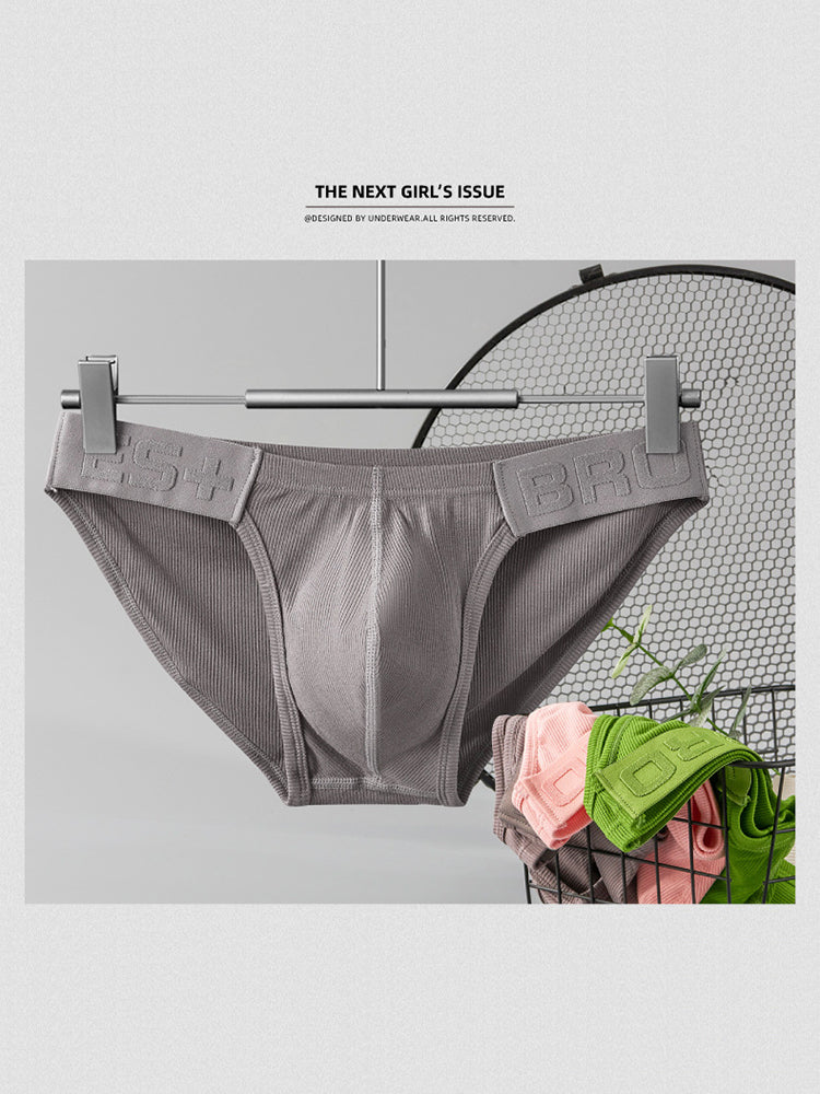 2 Pack Men's Solid Color Low Rise Sweat-Absorbent Large U-Shaped Small Pocket Briefs