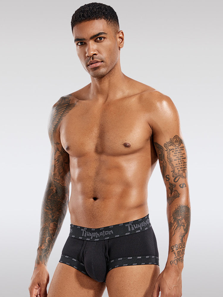 Men's Threaded Fabric Pouch Trunks With Fly