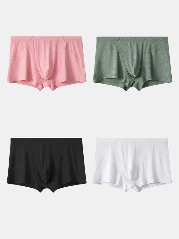 3 Pack Men's Breathable Comfort U-Shaped Raised Pocket Ribbed Briefs