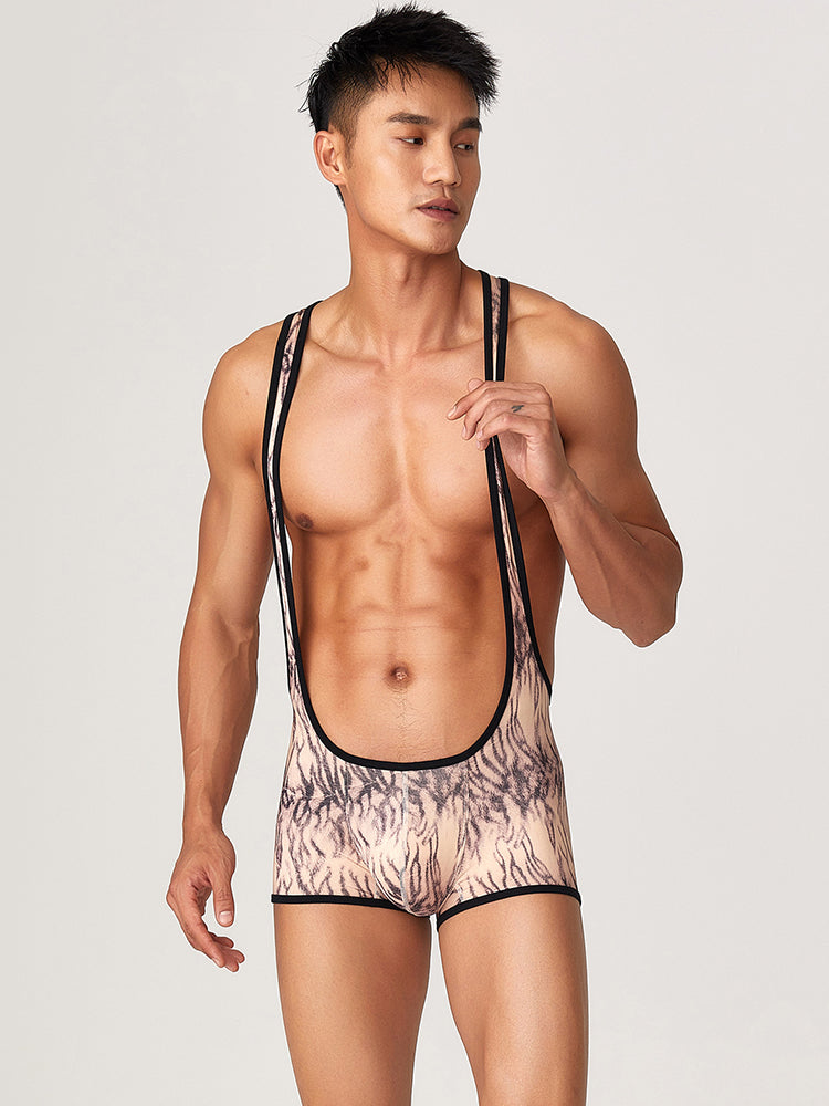 Men's Fitness Bib Short with Tiger Stripes
