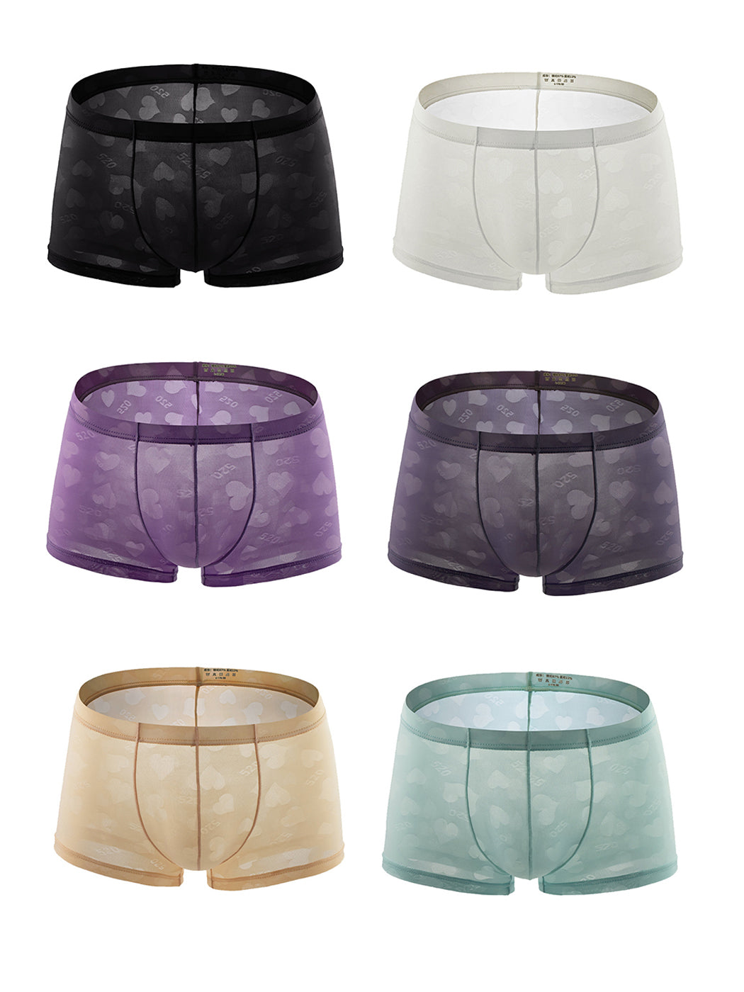 メンズセクシーハートメッシュトランクス4枚組