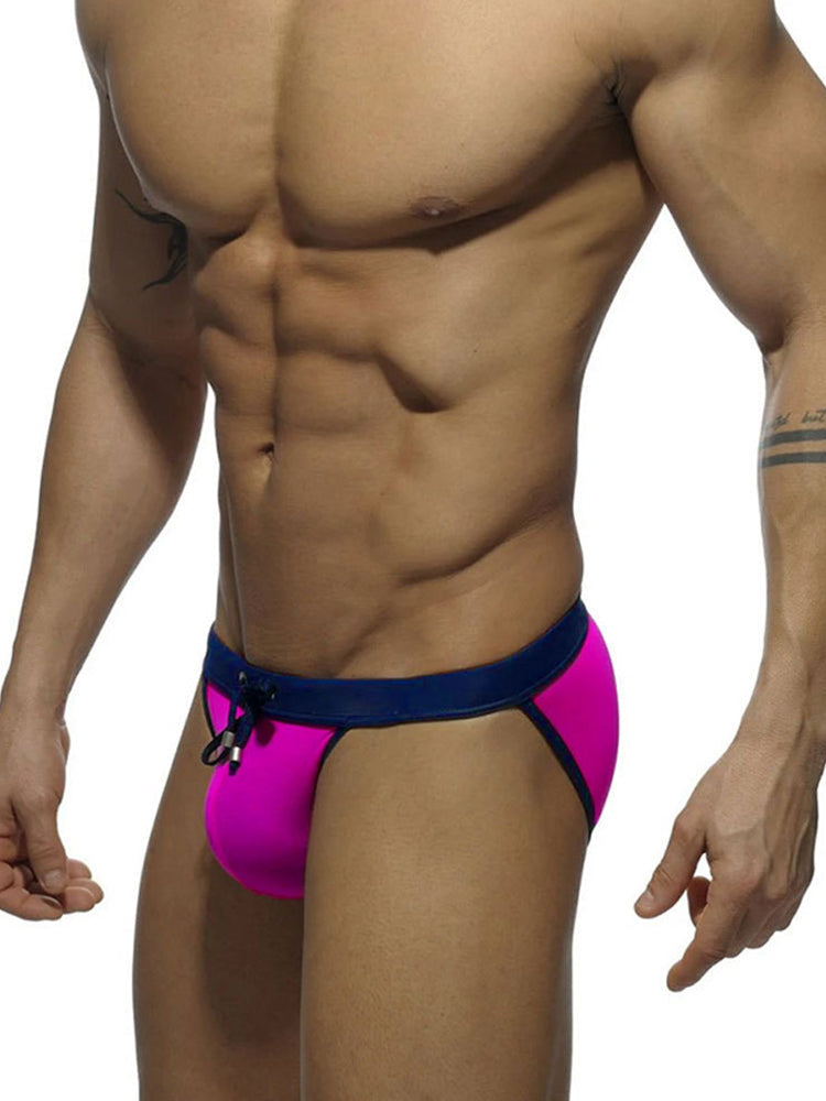 Men's Dual-Tone Swim Briefs with Removable Padding