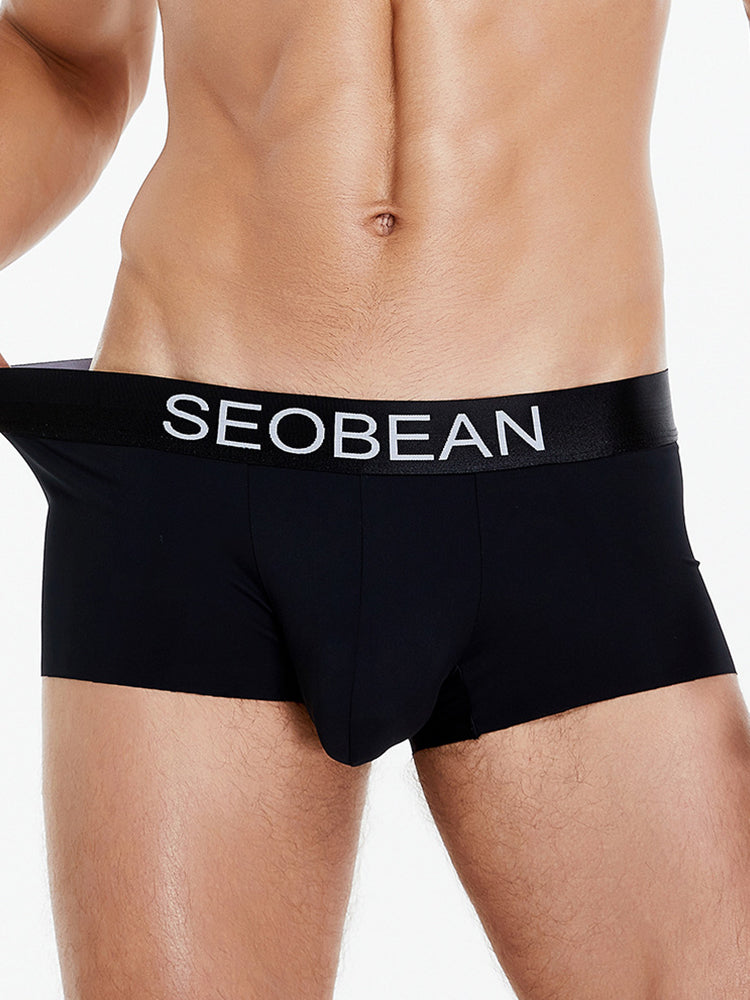 3 Pack Men's  Ice Silk Solid Color Breathable Antibacterial Trunks