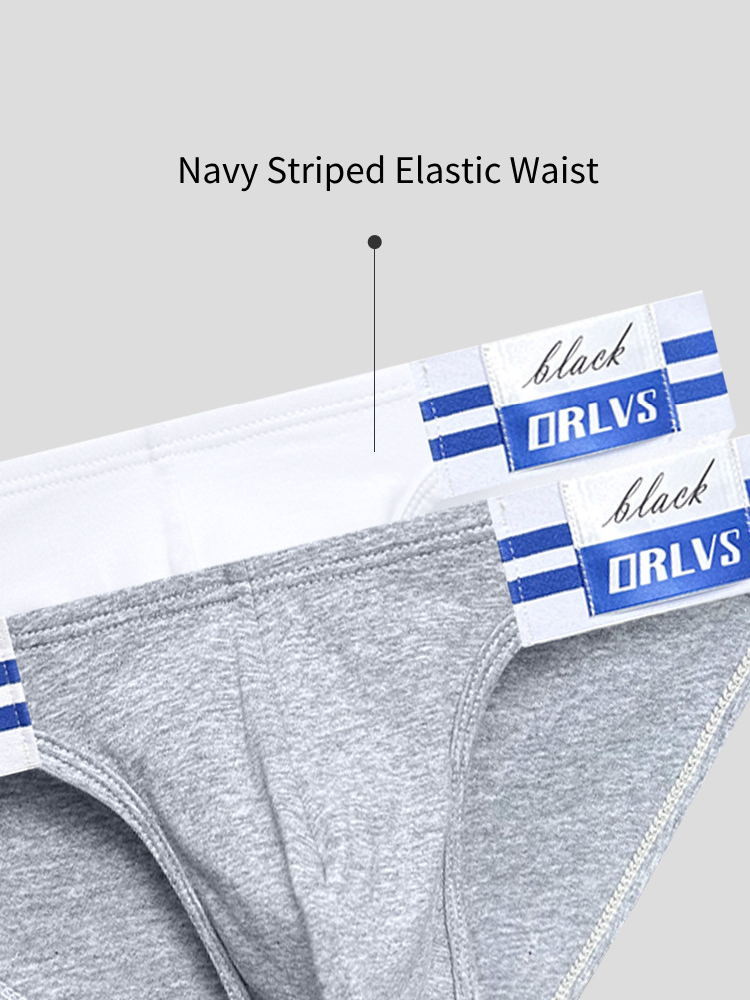 2-pack Men's High-cut Cotton Navy Striped Stretch Briefs