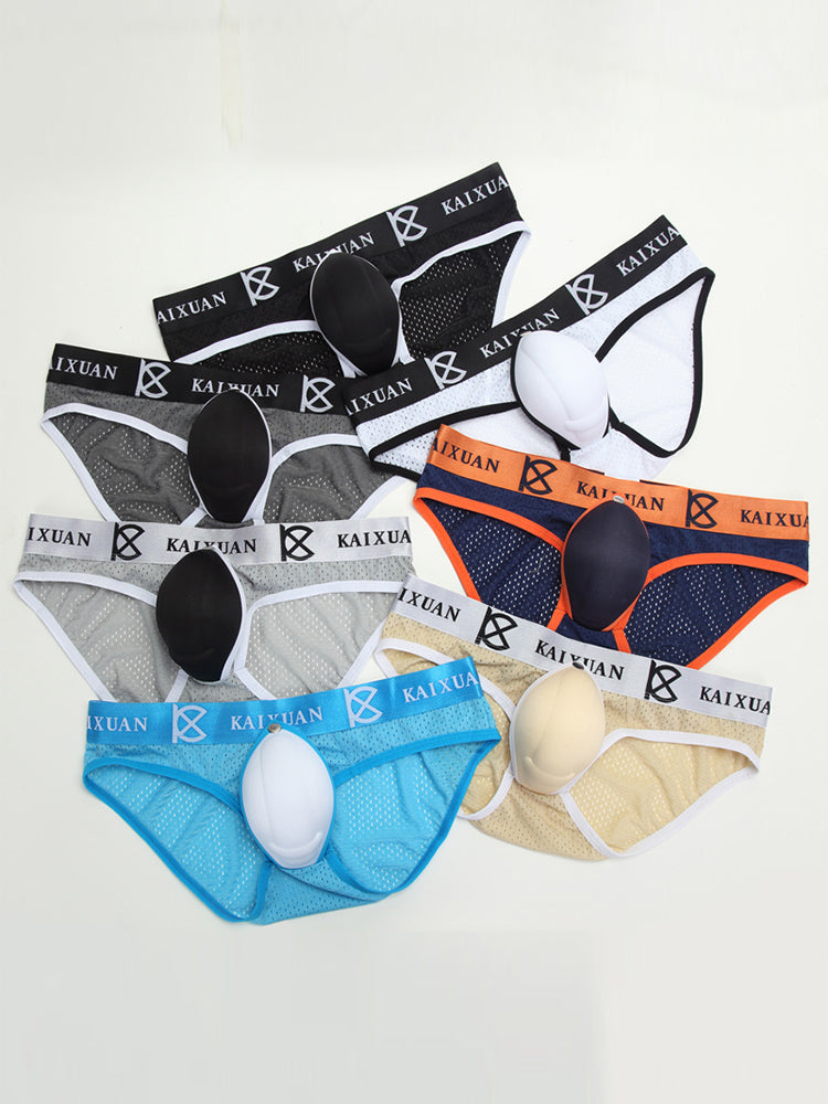 2 Pack Men's Sexy Mesh Front Opening Sponge Coaster Briefs