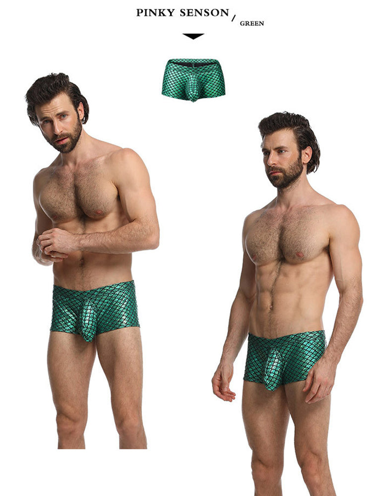 2-pack Men's Fish Scale Sexy Big Pouch Boxer Briefs