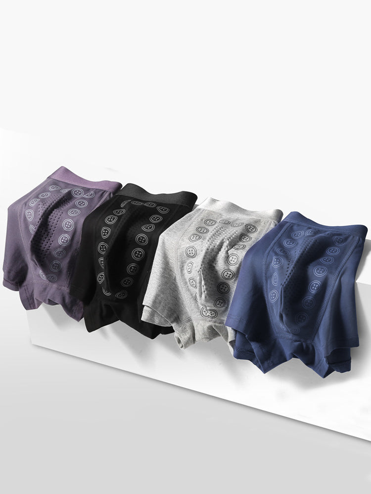 4 Pack Men's Mid-Rise Cotton Antibacterial Breathable Trunks