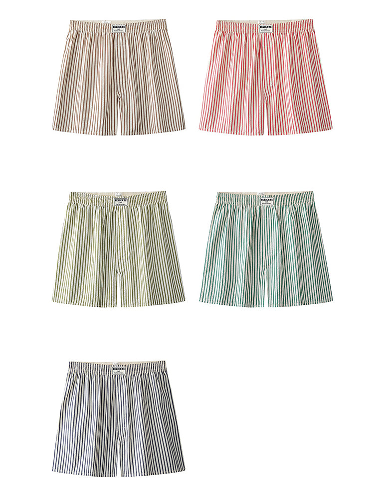 Men's Thin Loose Striped Arrow Pants Breathable Shorts Comfortable Casual Boxer Briefs