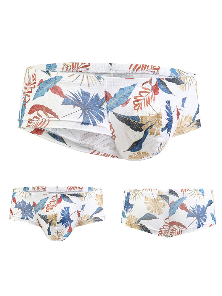 Men's Sexy Botanical Printed Mesh Underwear