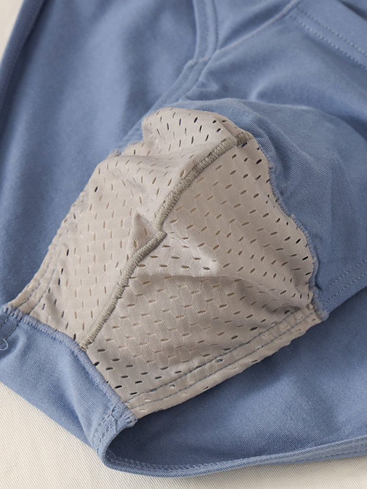 3 Pack Men's Sexy Mesh Breathable Gun Egg Separation Cotton Briefs