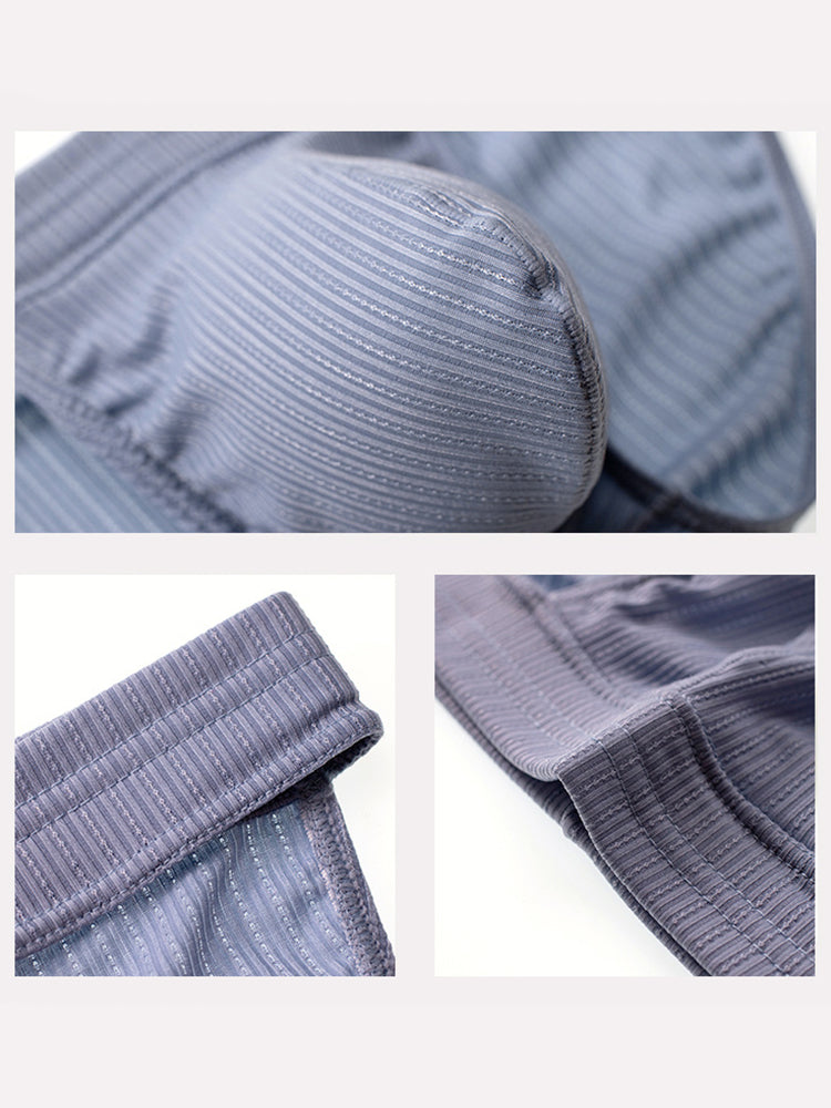 3 Pack Men's Threaded Fabric Briefs with U Convex Pouch