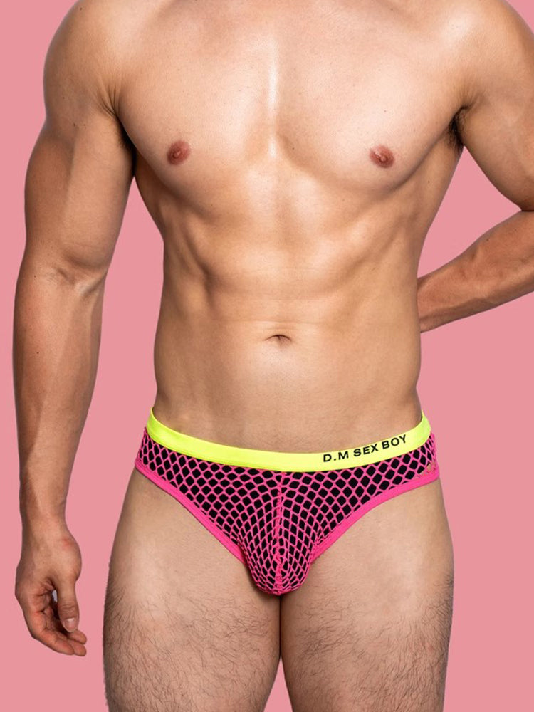 メンズ ローウエスト セクシー ビッグメッシュ 通気性 透明 スポーツブリーフ 3枚組