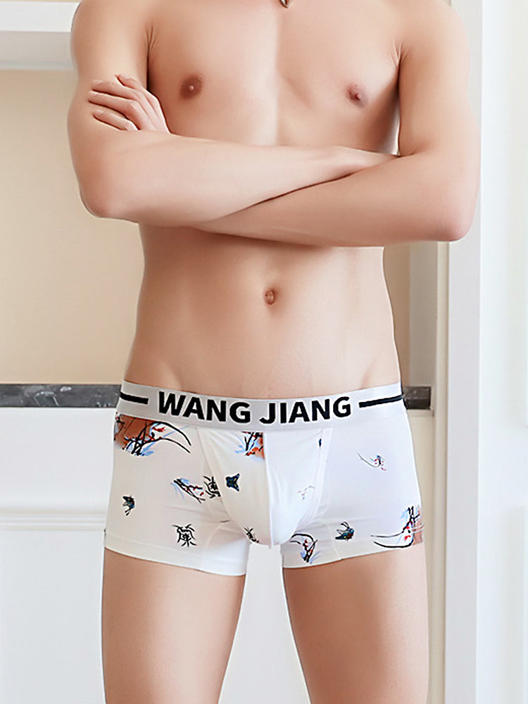 3 Pack Men's Ice Silk U Convex Pouch Trunks with Fly