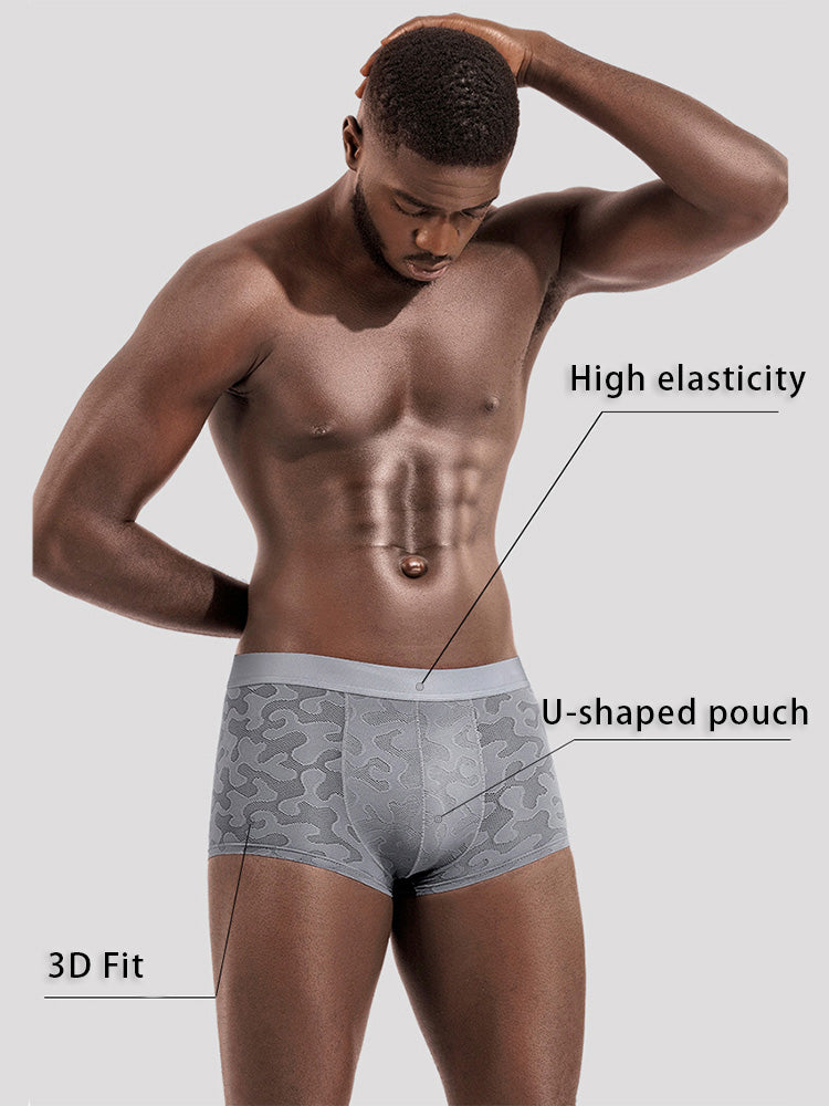 3 Pack Men's Graphene Anti-Bacterial Hollow Lace Ultra-Thin Trunks