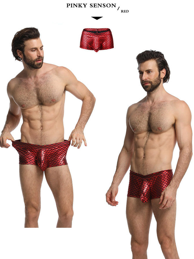 2-pack Men's Fish Scale Sexy Big Pouch Boxer Briefs