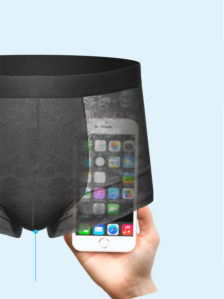 2-pack Men's Ice Silk Breathable Printed Hollow Boxer Briefs