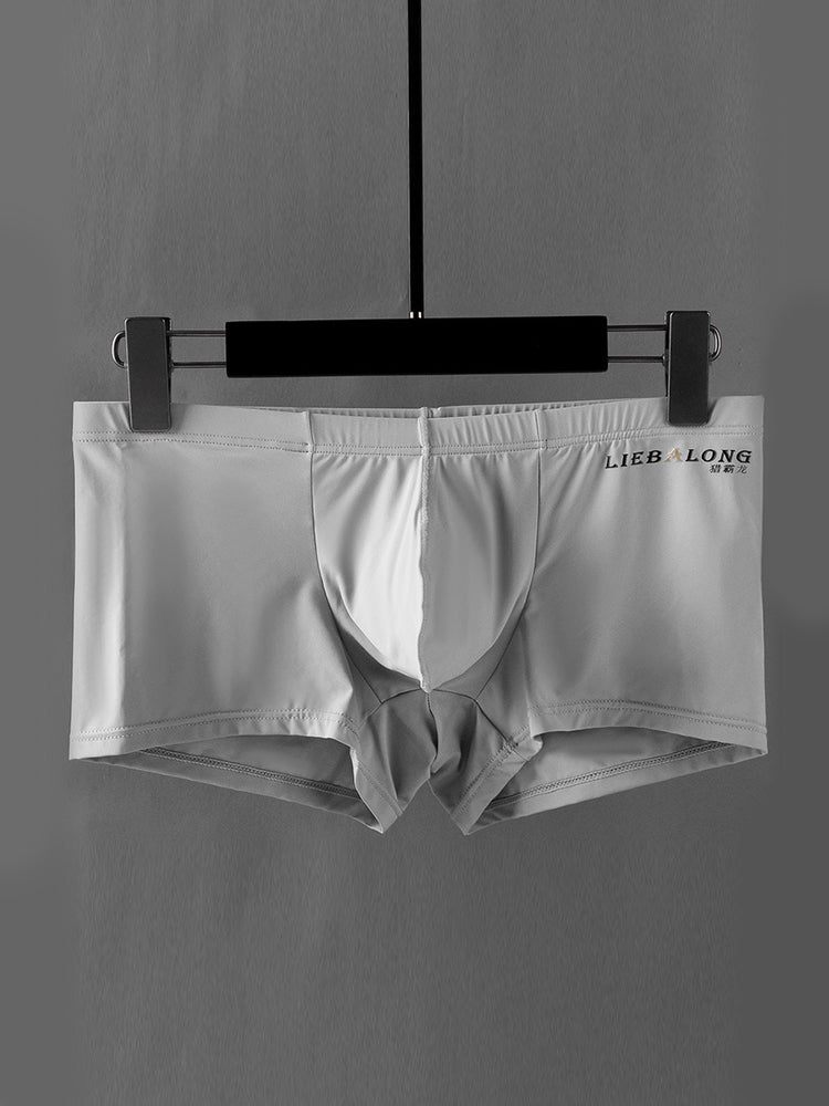 3 Pack Men's Breathable Ice Silk Double-Layered Big Pouch Sexy Boxer Briefs