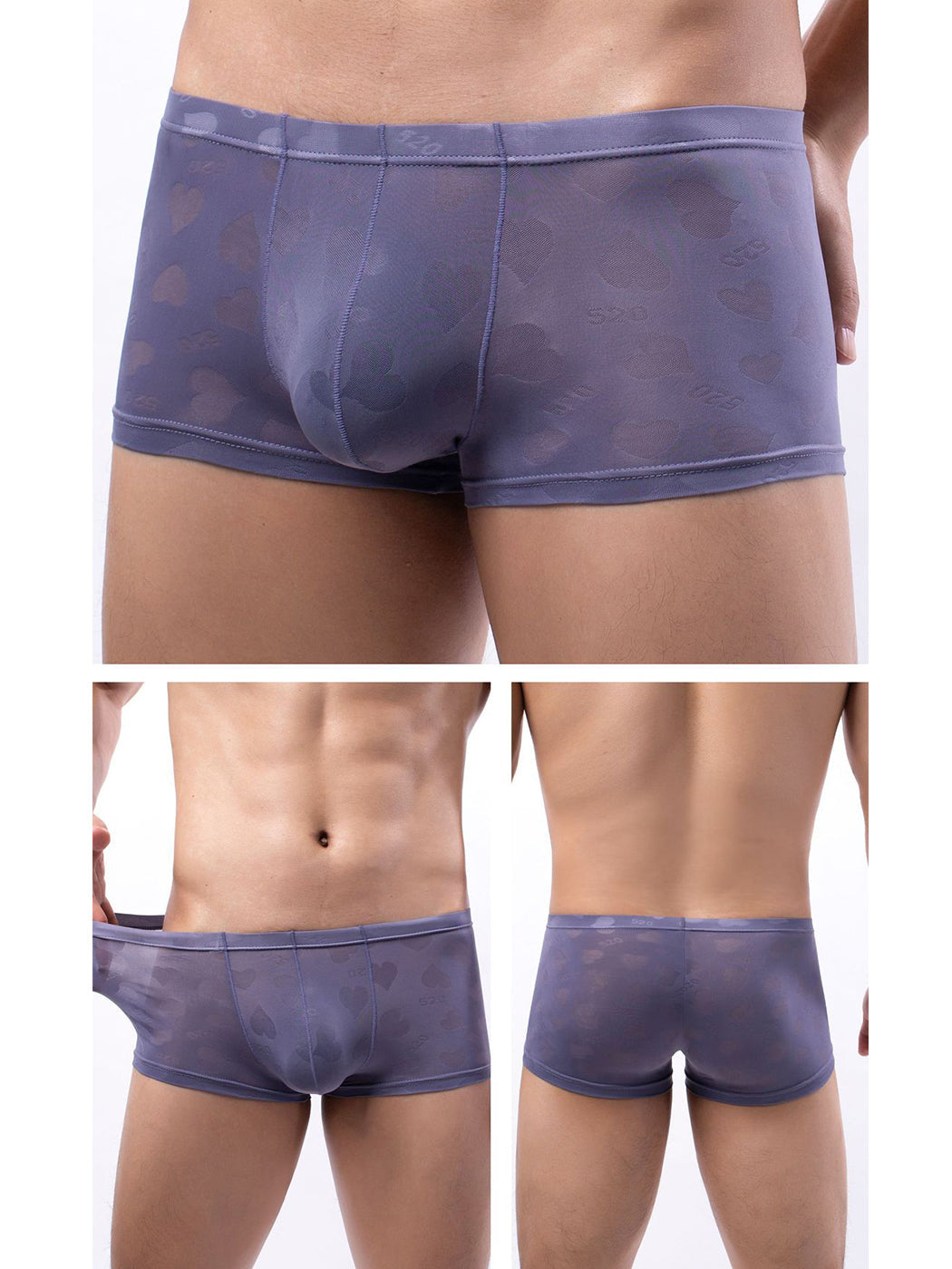 3- Pack Men's Sexy Heart Mesh Trunks