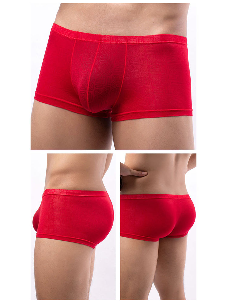 4 Pack Men's Sexy Breathable Jacquard Trunks