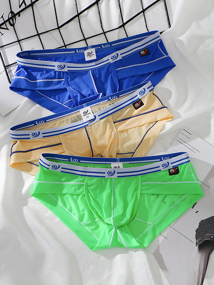 3 Pack Sexy Fashion Ice Silk Solid Color Men's Briefs