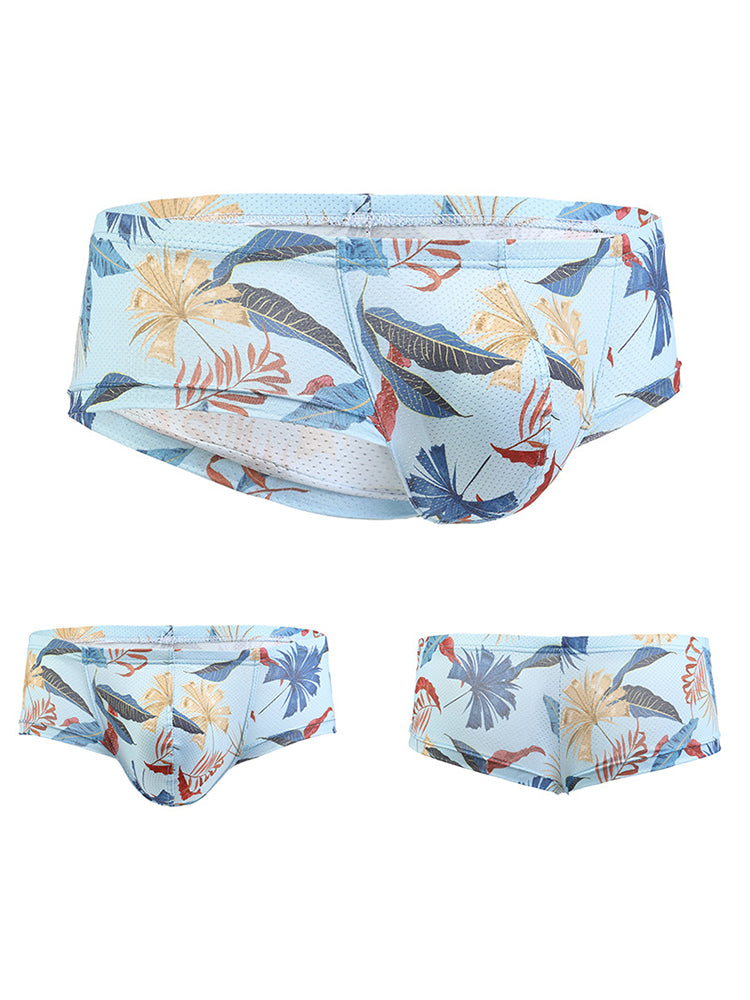 Men's Sexy Botanical Printed Mesh Underwear