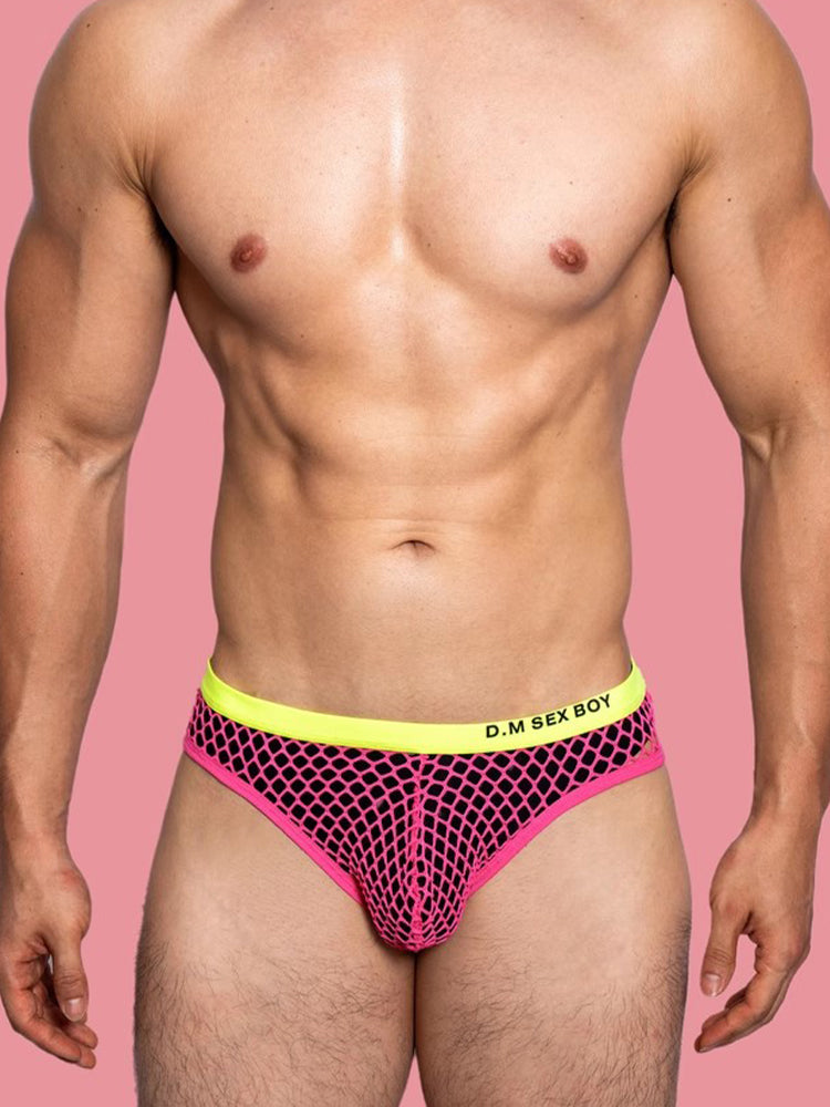 メンズ ローウエスト セクシー ビッグメッシュ 通気性 透明 スポーツブリーフ 3枚組