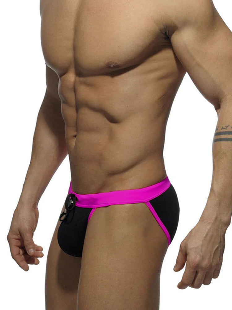 Men's Dual-Tone Swim Briefs with Removable Padding
