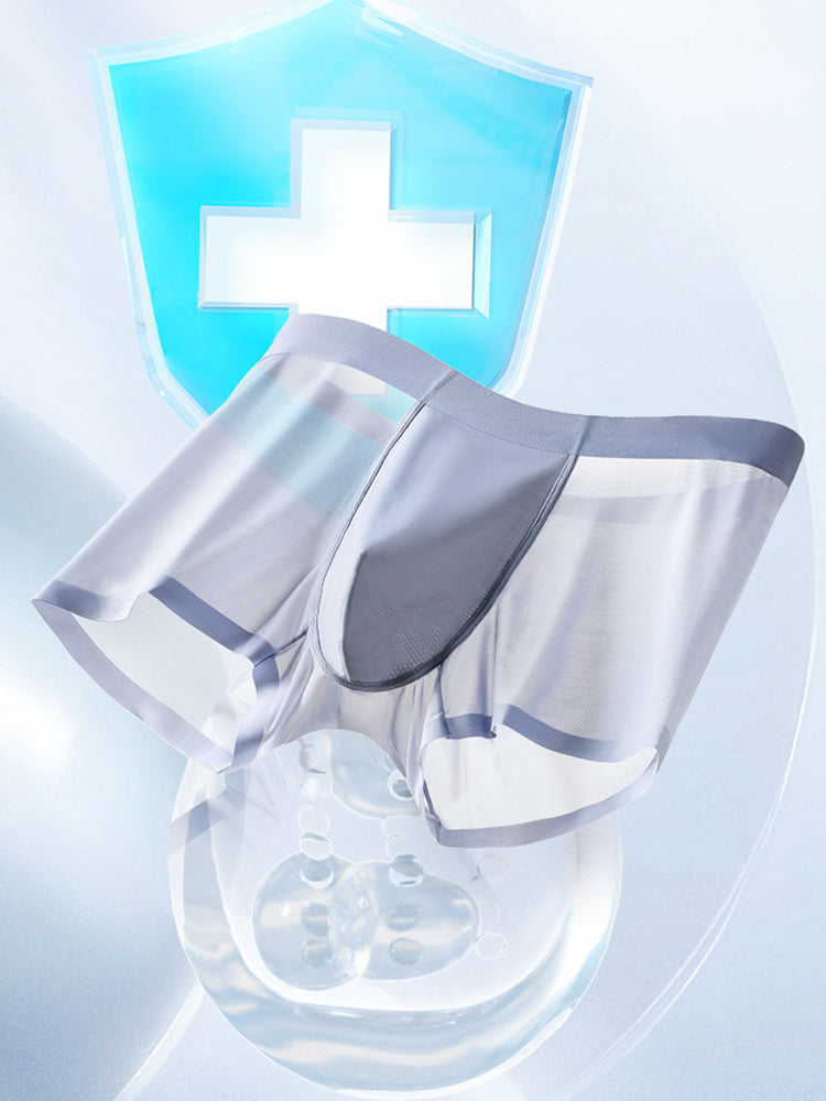 3-pack Men's Ice Silk Sexy 3D Stamped Pouch Boxer Briefs