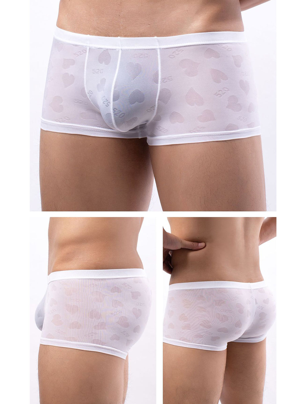 メンズセクシーハートメッシュトランクス4枚組