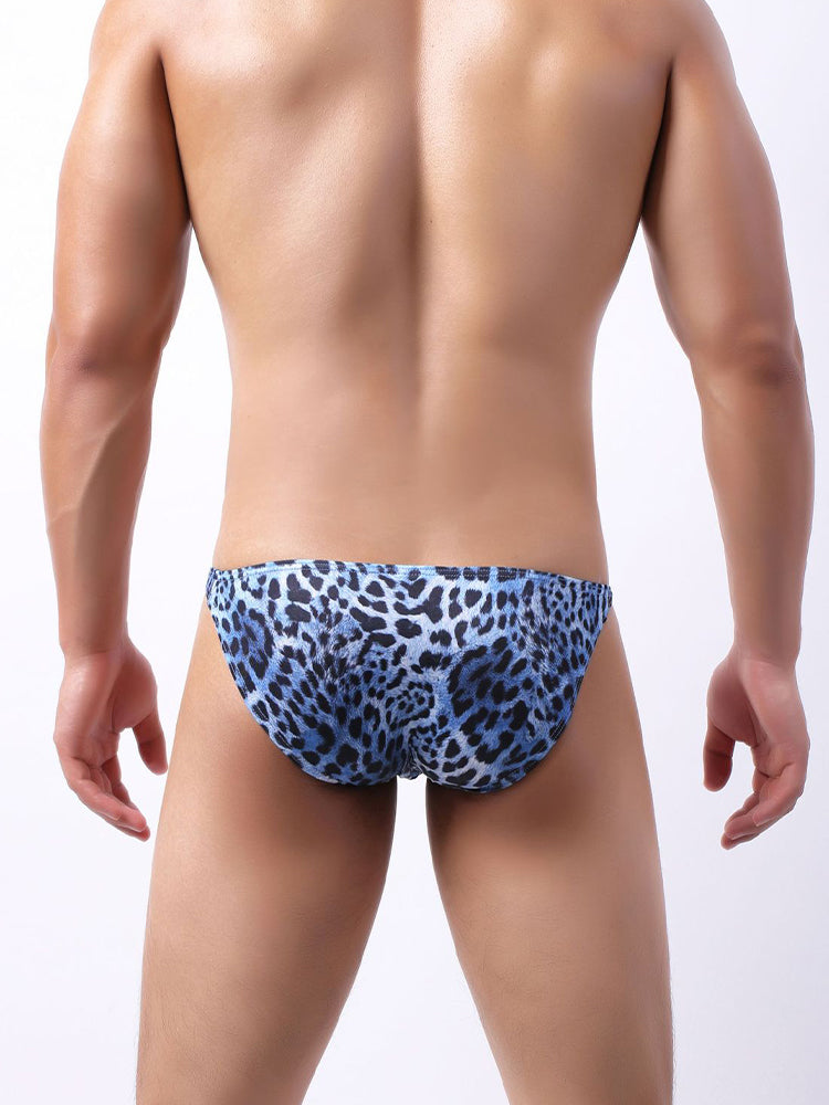 4 Pack Men's U-Convex Leopard Print Nylon Bikini