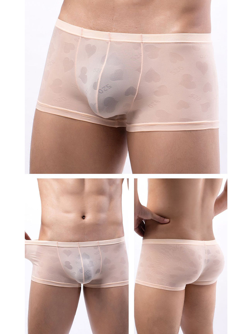 メンズセクシーハートメッシュトランクス4枚組