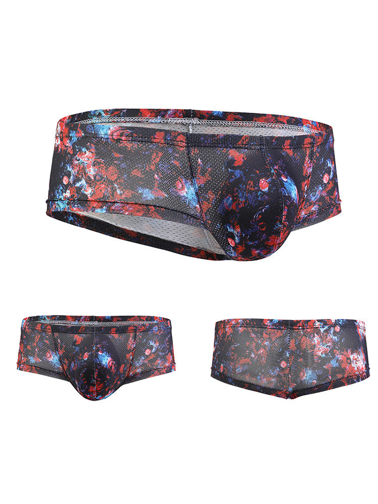 Men's Sexy Botanical Printed Mesh Underwear