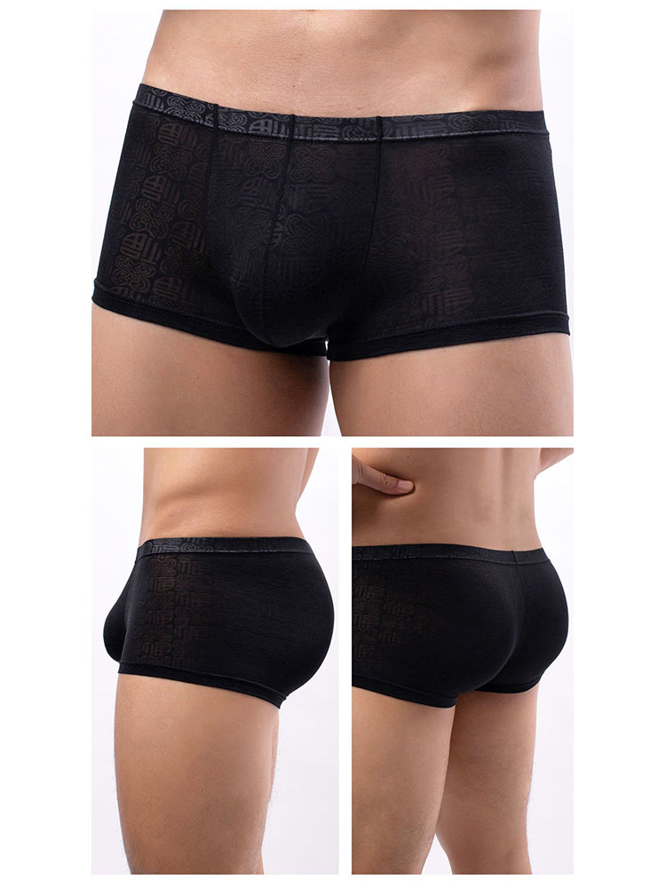 4 Pack Men's Sexy Breathable Jacquard Trunks